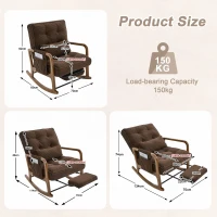 Cozy Rocking Chair with Adjustable Footrest and Side Pocket, Soft Corduroy Glider Armchair for Nursery, 92L x 80W x 70H cm, Coffee(m-3)