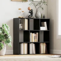 HOMCOM Nine-Cube Storage Shelf - Black(m-10)