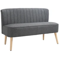 HOMCOM 117cm Loveseat Sofa Upholstered Small 2 Seater Sofa with Thick Padded Seat and Rubber Wood Legs, Grey(m-1)