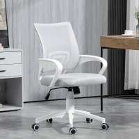 HOMCOM Cadeira de Escritório de Malha Giratória com Altura Ajustável Função Basculante e Apoio para os Braços 57x55x89-109 cm Cinza(m-11)