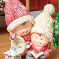 HOMCOM Weihnachtswichtel mit Buch & Laterne, LED, batteriebetrieben, 30 x 23 x 45 cm(m-8)