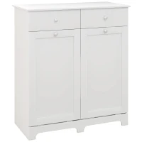 HOMCOM Armoire de salle de bain, meuble de rangement, avec paniers à linge pliables 2 tiroirs, 78L x 40l x 90,5H cm, blanc(m-1)