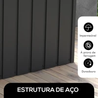 Outsunny Baú de Armazenamento Exterior em Aço com 4 Rodas 2 Pegas e Tampa com Ranhura para Cadeado 125,5x61,5x70 cm Cinzento Escuro(m-5)