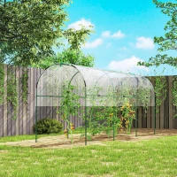 Outsunny Gewächshaus winterfest Foliengewächshaus mit Bogendach, Erdanker Treibhaus 400 x 120 x 170cm Transparent(m-2)