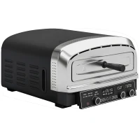 Outsunny Outdoor Pizza Oven Dual Heat Control 6 Presets Electric Pizza Maker with 37 cm Stone and Peel(m-1)