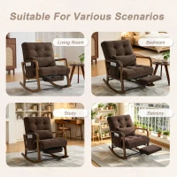 Cozy Rocking Chair with Adjustable Footrest and Side Pocket, Soft Corduroy Glider Armchair for Nursery, 92L x 80W x 70H cm, Coffee(m-9)