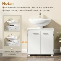 HOMCOM Móvel de Casa de Banho Moderno e Independente para Lavatório com Recorte em U e Prateleira Ajustável, Branco(m-5)