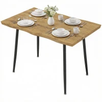 HOMCOM Masă de dining dreptunghiulară pentru 4 persoane, 110x70 cm, stejar/negru(m-12)