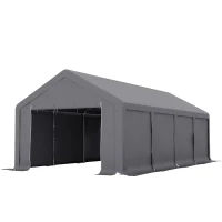 Outsunny 4 x 8 m Marquee Gazebo with Sides, 420g/m² PVC Cover, Heavy Duty Party Tent Canopy & Carport Shelter for Outdoor Event, Wedding, Dark Grey(m-10)
