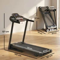 HOMCOM Folding Treadmill, 2.0HP Incline Treadmill Running Machine, 12.8 km/h, with LED Display, Manual Incline, 12 Preset Programs, Drink & Phone Holder for Home Gym Fitness(m-3)