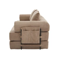 Cozy Compressible Folding Sofa with Detachable Metal Frame, Soft Modular Sectional Couch for Small Apartment, 110L x 33W x 33H cm, Khaki(m-14)