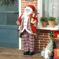 HOMCOM 120cm Animated Santa Claus Figure, with Sound - Red(m-2)