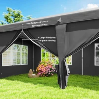 Outsunny Outsunny 3 x 6 m Garden Pop Up Gazebo, Wedding Party Tent Marquee, Water Resistant Awning Canopy with Sidewalls, Windows, Carry Bag, Grey(m-7)