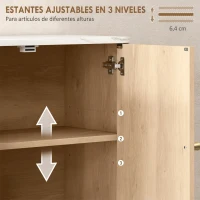 HOMCOM Armario de Baño de Pared Puertas con Diseño de Reloj de Arena Estante Ajustable Estante Abierto 60x18x70 cm Roble(m-5)