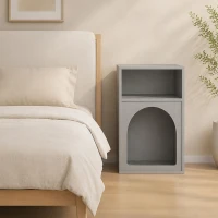 HOMCOM Table de chevet, table de nuit avec compartiments ouverts, design arqué, 40 x 30 x 60 cm, gris(m-2)