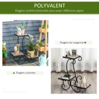 Outsunny Porte plante fer forgé mosaïque - étagère de pots de fleurs - dim. 61L x 24l x 59H cm - métal époxy céramique(m-5)