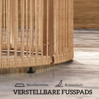 Outsunny Beistelltisch aus Polyrattan Kaffeetisch mit gehärteter Glasplatte Gartentisch mit Stahlrahmen 70 x 70 x 33 cm Braun(m-7)