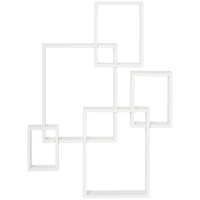 HOMCOM Floating Shelves, Wall Mounted Interlocking Cube Shelves, Display Wall Shelf for Living Room, Bedroom, Hallways, White(m-1)