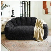 Plush 2-Seater Bean Bag Sofa with High Density Sponge, Cosy Lazy Couch for Gaming Room and Pet-Playing Room, 140L x 98W x 61H cm, Black(m-1)