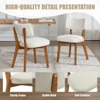Stylish Mid-Century Dining Chairs with Ergonomic Backrest, Comfortable Upholstered Side Chairs for Dining Room, 47L x 54.5W x 77H cm, Beige(m-8)