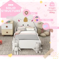 ZONEKIZ Unicorn-Designed Toddler Bed, Kids Bedroom Furniture, for Ages 3-6 Years, 143 x 74 x 67cm - White(m-6)