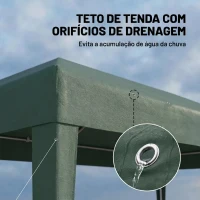 Outsunny Tenda para Festas com 4 Paredes Laterais 2 Janelas e Estrutura de Aço 585x295x255 cm Verde(m-7)