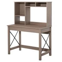 HOMCOM Scrivania per Computer Moderna con Ripiani Aperti, Scrivania con Libreria in Legno, Tavolo Porta PC per Computer, per Ufficio, Studio e Camera da Letto, 105x50x137.5cm, Marrone(m-11)