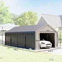 Outsunny 4 x 8 m Marquee Gazebo with Sides, 420g/m² PVC Cover, Heavy Duty Party Tent Canopy & Carport Shelter for Outdoor Event, Wedding, Dark Grey(m-3)