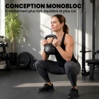 HOMCOM Kettlebell 14 kg, haltère avec poignée ergonomique, haltère à boule, musculation, entraînement, 27 x 21 x 31 cm noir(m-7)