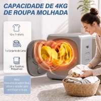 HOMCOM Máquina de Secar Roupa de Exaustão 4 kg 800 W com Ecrã Tátil, Controlo de Tempo e Temperatura, Função Anti-rugas, Prata(m-5)