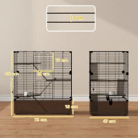 PawHut Jaula para Animales Pequeños con Múltiples Niveles Bandeja y Accesorios Incluidos 73x47x80 cm Negro(m-3)
