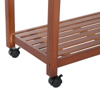 HOMCOM Carrello Portata da Cucina in Legno con Portabottiglie, Cestello, 2 Ripiani, 2 Cassetti, Legno di Pino, Resistente, Agevole, Versatile, 84.5x37.2x85cm(m-9)