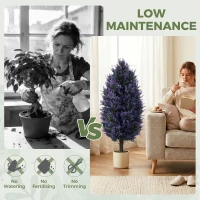 HOMCOM Set of 2 Artificial Lavender Flowers, Indoor Outdoor Fake Plants with Stakes, UV Resistant for Garden,  90 cm, Blue(m-6)