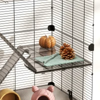 PawHut Jaula para Animales Pequeños con Múltiples Niveles Bandeja y Accesorios Incluidos 73x47x80 cm Negro(m-8)