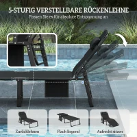 Outsunny Sonnenliege Klappbar Breite Gartenliege mit 5-fach Verstellbar Rückenlehne gepolsterter Matratze Kopfstütze Seitentasche(m-4)