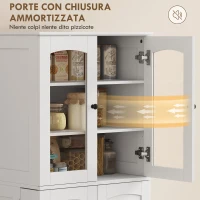 HOMCOM Mobile Dispensa Cucina con Ante, Armadietti e Cerniere a Chiusura Silenziosa, in Legno, 60x40x162 cm, Bianco(m-7)