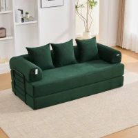 Cozy Compressible Folding Sofa with Detachable Metal Frame, Soft Modular Sectional Couch for Small Apartment, 110L x 33W x 33H cm, Emerald(m-1)