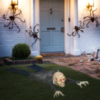 HOMCOM Halloween-Dekoration Zombie, LED-Augen, heult und kriecht, Geräusch- & Bewegungssensor, batteriebetrieben, 159 cm(m-10)