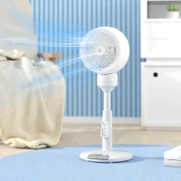 HOMCOM Standing Fan for Bedroom, 28" Pedestal Fan with Remote, 70° Oscillating, 90° Vertical Tilt, 3 Speeds, Adjustable Height, 7H Timer, Foot Button, White(m-2)