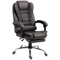 HOMCOM Fauteuil de bureau fauteuil manager grand confort dossier inclinable roulettes P.U 64,5 x 69 x 117 cm Café(m-1)