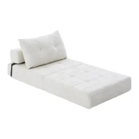 Cozy Convertible Floor Sofa Bed with Button-Tufted Detailing, Soft Chenille Folding Sleeper Couch for Living Room, 180L x 79W x 57H cm, Beige(m-15)