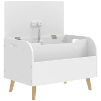 AIYAPLAY Coffre à jouet enfant, coffre de rangement enfant, couvercle rabattable et compartiment ouvert, 60x40x43cm, blanc(m-1)
