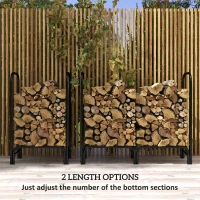 Outsunny 4FT Firewood Rack with Canvas Carrier Bag and 600D Oxford Waterproof Cover, Metal Log Store Indoors, Log Storage Rack Holder for Outdoor Indoor Fireplace, Black(m-8)