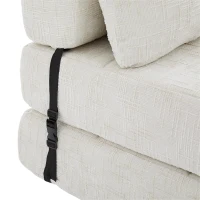 Cozy Convertible Floor Sofa Bed with Button-Tufted Detailing, Soft Chenille Folding Sleeper Couch for Living Room, 180L x 79W x 57H cm, Beige(m-12)