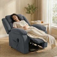HOMCOM Sillón Relax Reclinable Eléctrico Levanta Personas con Puerto USB Control Remoto Asiento Ancho Reposapiés Gris(m-8)