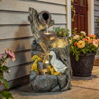 Outsunny 5-Tier Outdoor Waterfall Fountain, Freestanding Self-Contained Cascading Water Feature Garden Landscape(m-10)