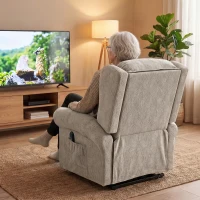 HOMCOM Velvet-Feel Electric Riser Recliner Chair - Khaki(m-8)