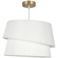 HOMCOM Lampă suspendată elegantă cu abajur dublu, reglabilă pe înălțime, pentru living, Alb(m-1)