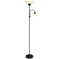 HOMCOM Uplighter, Mutter-und-Kind-Stehlampe, hohe Lampe mit 3 Farbtemperaturen und flexiblem Schwanenhals, Schwarz(m-11)