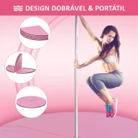 HOMCOM Tapete para Pole Dance Dobrável e Portátil Ø150x5 cm Rosa(m-4)
